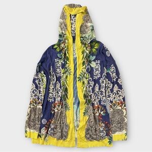 Johnny Was Lace Flora Cropped Hoodie Cardigan Size XS Floral Open Front Sweater‎